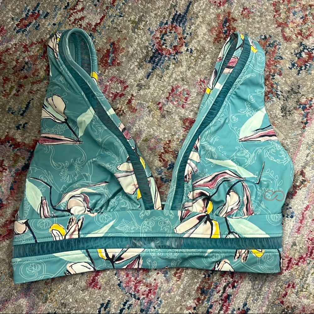 Floral Teal Bikini Top